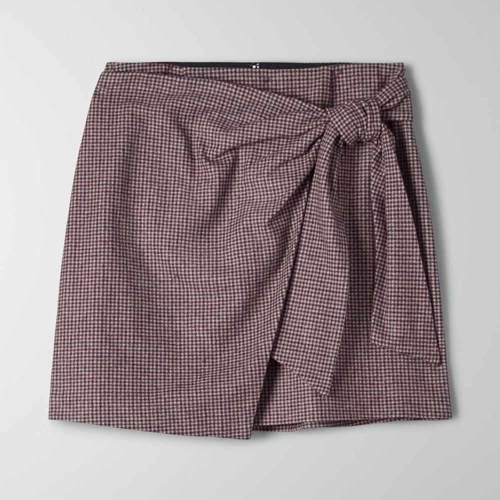 NWT Aritizia Wilfred | Cashmere Wool Eliot Plaid Wrap Skirt, Size 6